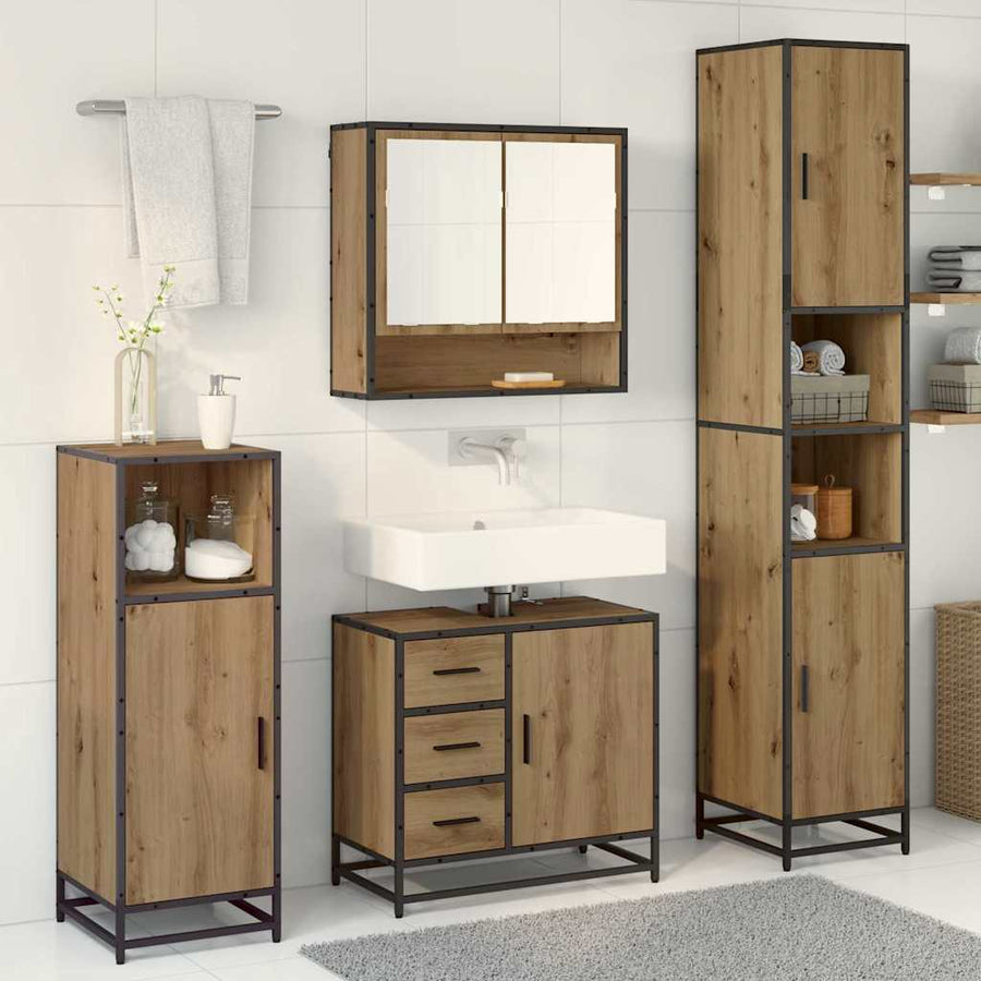 Badkamermeubelset met lade 3 pcs Artisan Eiken Bewerkt hout
