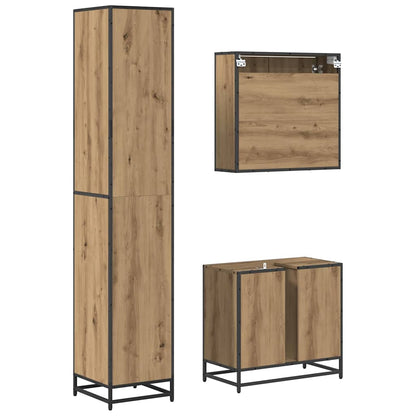 Badkamermeubelset met lade 3 pcs Artisan Eiken Bewerkt hout