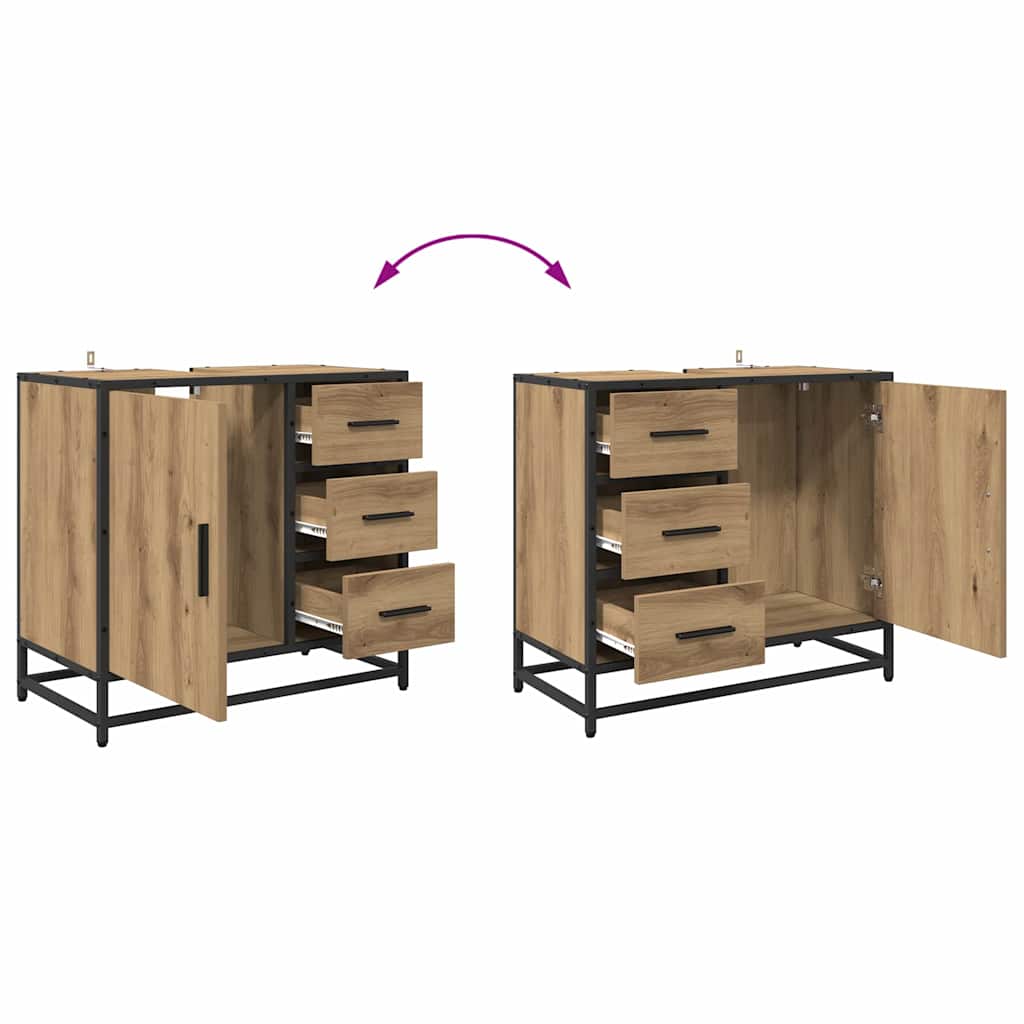 Badkamermeubelset met lade 3 pcs Artisan Eiken Bewerkt hout