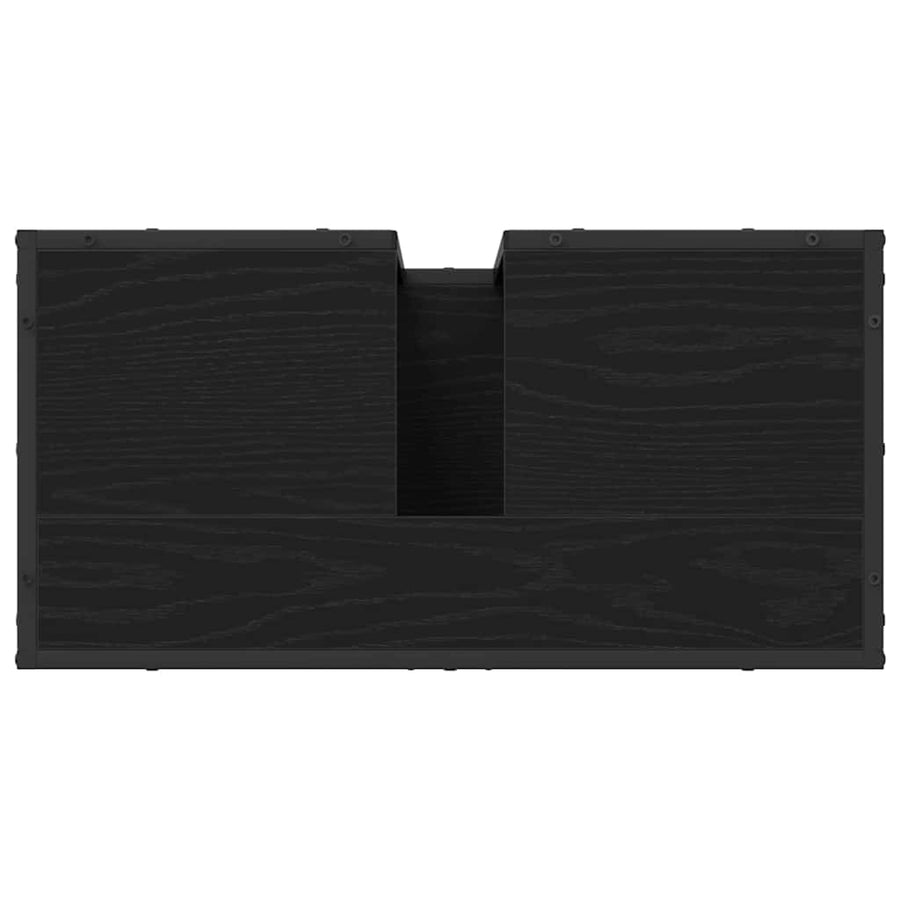 Badkamermeubelset met plank 3 pcs Zwart Eiken Bewerkt hout