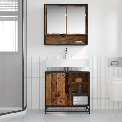 Badkamermeubelset met lade 2 pcs Oud Hout Bewerkt hout
