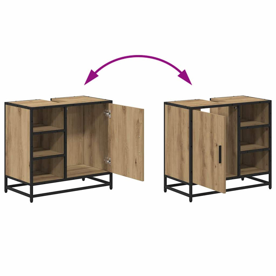 Badkamermeubelset met lade 2 pcs Artisan Eiken Bewerkt hout