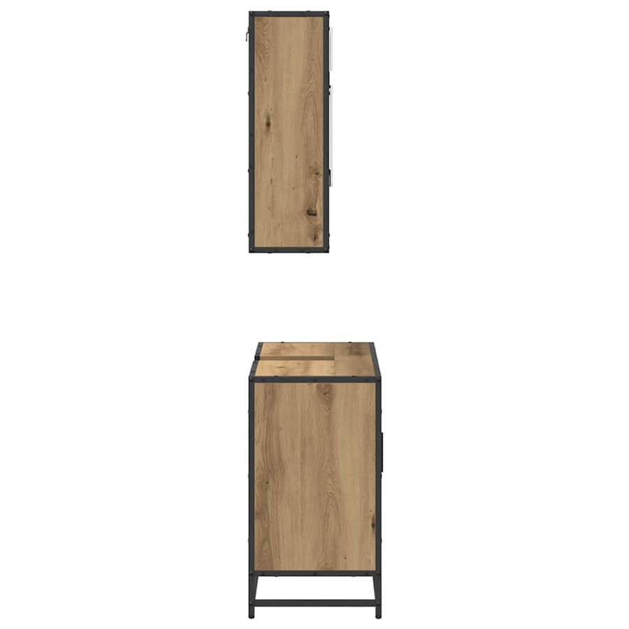 Badkamermeubelset met lade 2 pcs Artisan Eiken Bewerkt hout