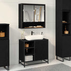 Bathroom Cabinet Set with Drawer 2 pcs Black Oak Engineered Wood