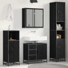 Bathroom furniture set with drawer 4 pcs Black Oak Engineered wood