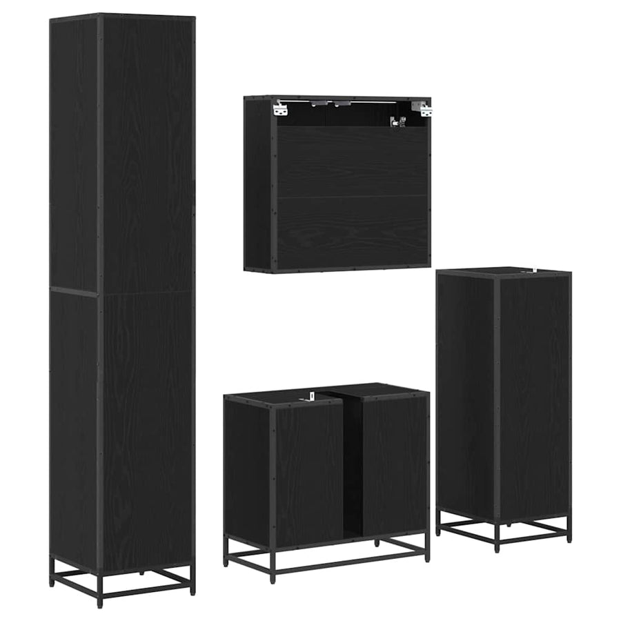 Badkamermeubelset met lade 4 pcs Zwart eiken 65 x 33 x 60 cm