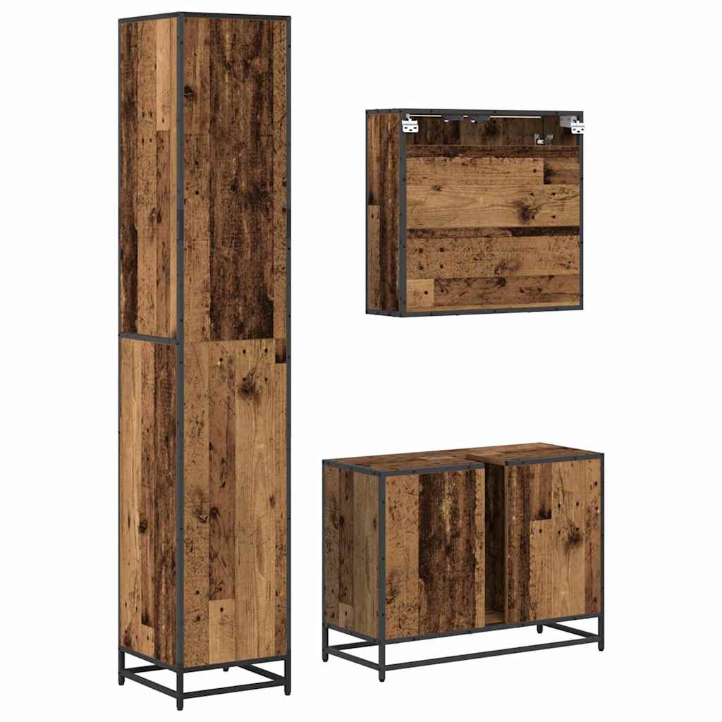 Badkamermeubelset 3 Pcs 80 X 33 X 60 Cm Bewerkt Hout Oud hout