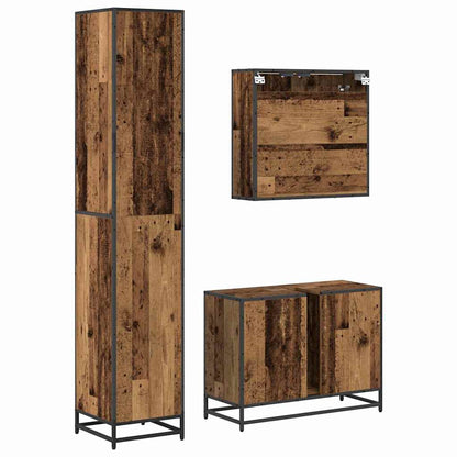 Badkamermeubelset 3 Pcs 80 X 33 X 60 Cm Bewerkt Hout Oud hout