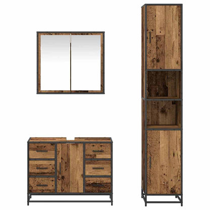 Badkamermeubelset 3 Pcs 80 X 33 X 60 Cm Bewerkt Hout Oud hout