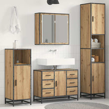 Badkamermeubelset 3 Pcs Artisanaal Eikenkleurig Bewerkt Hout