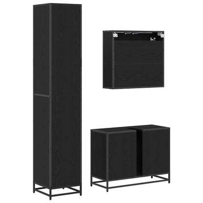 Badkamermeubelset met lade 3 pcs Zwart eiken 80 x 33 x 60 cm