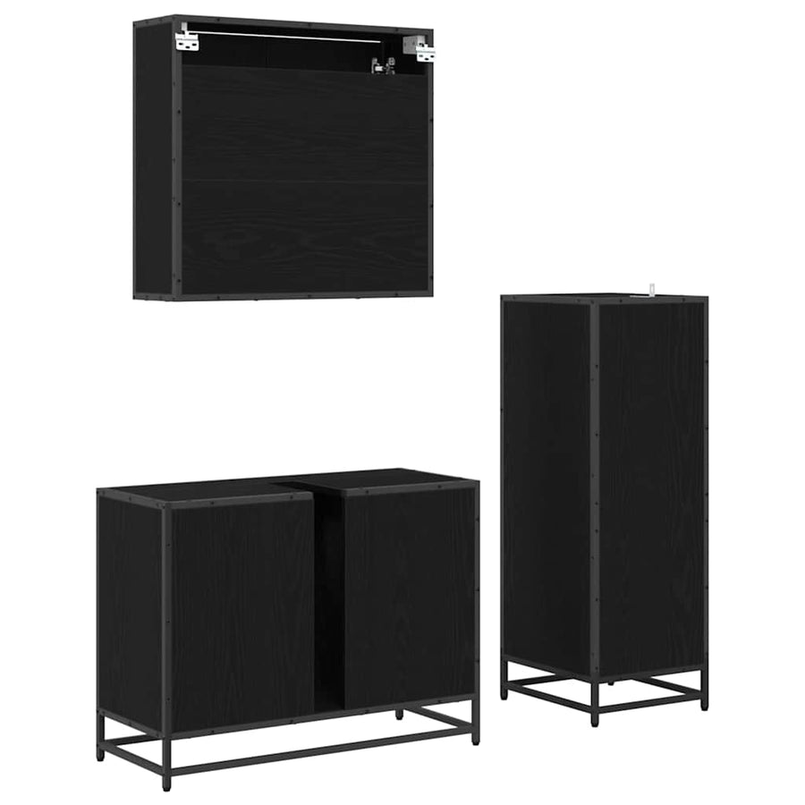 Badkamermeubelset 3 pcs Oud hout 80 x 33 x 60 cm Bewerkt hout