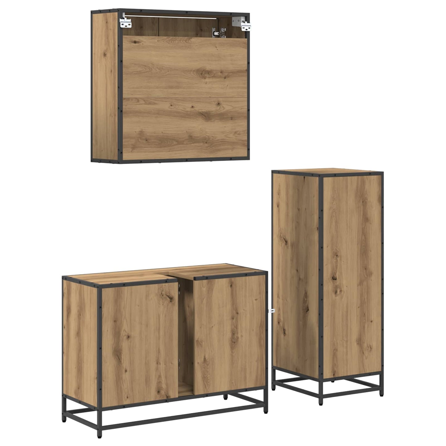 Badkamermeubelset met lade 3 pcs Artisan Eiken Bewerkt hout