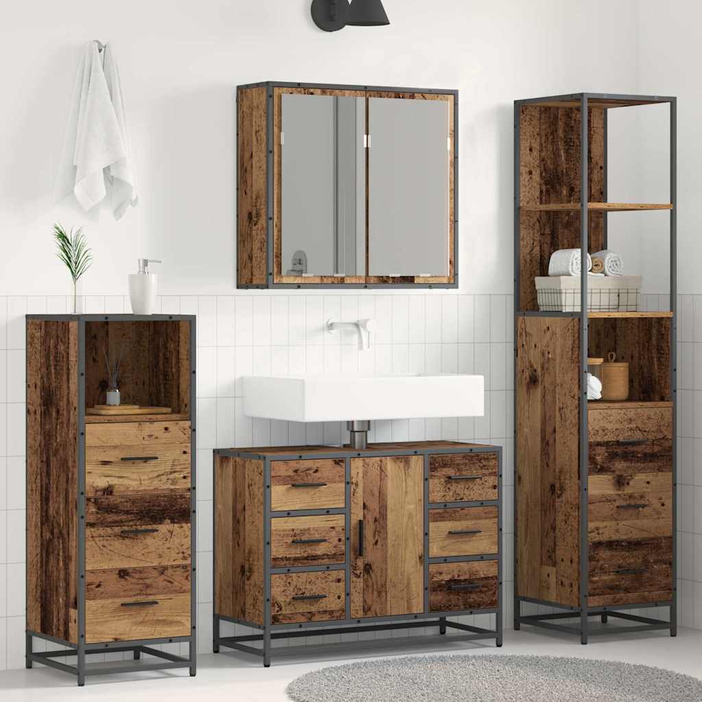Badkamermeubelset 4 Pcs 80 X 33 X 60 Cm Bewerkt Hout Oud hout