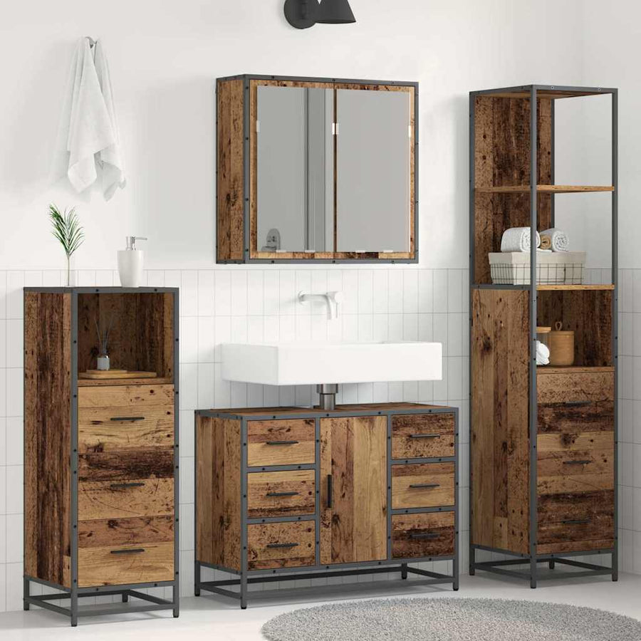 Badkamermeubelset 4 Pcs 80 X 33 X 60 Cm Bewerkt Hout Oud hout