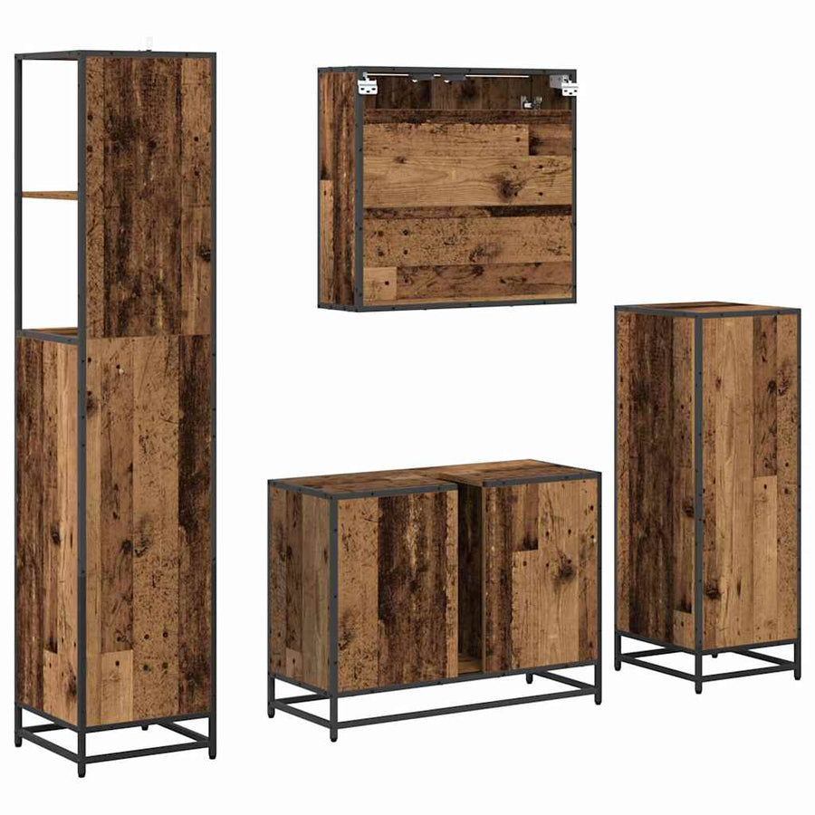 Badkamermeubelset 4 Pcs 80 X 33 X 60 Cm Bewerkt Hout Oud hout