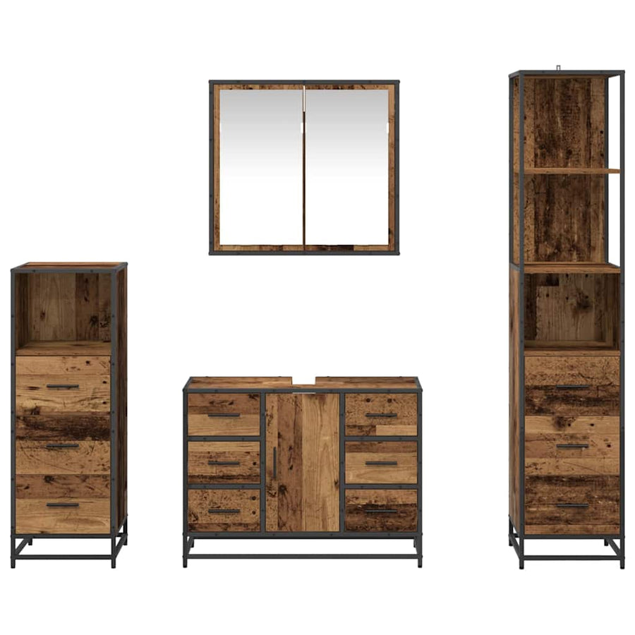 Badkamermeubelset 4 Pcs 80 X 33 X 60 Cm Bewerkt Hout Oud hout