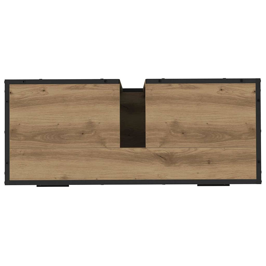 Badkamermeubelset 4 Pcs Artisanaal Eikenkleurig Bewerkt Hout