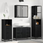 Bathroom furniture set with drawer 4 pcs Black Oak Engineered wood