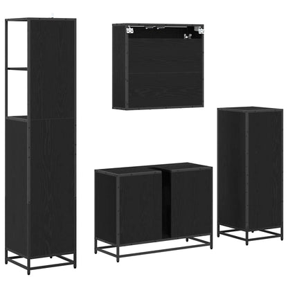 Badkamermeubelset met lade 4 pcs Zwart eiken 80 x 33 x 60 cm