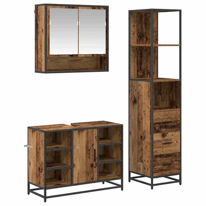 Badkamermeubelset met lade 3 pcs Oud hout 35 x 37,5 x 166 cm