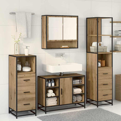 Badkamermeubelset met lade 3 pcs Artisan Eiken Bewerkt hout