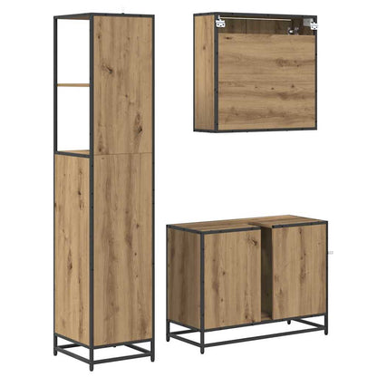 Badkamermeubelset met lade 3 pcs Artisan Eiken Bewerkt hout