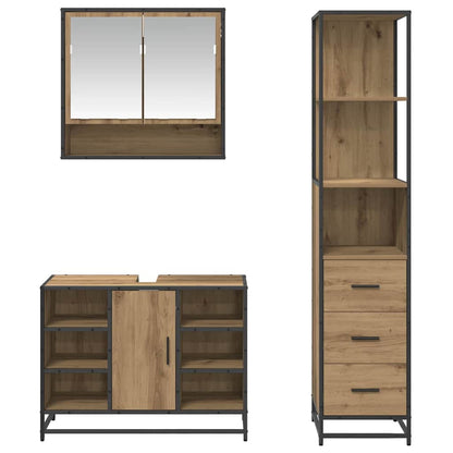 Badkamermeubelset met lade 3 pcs Artisan Eiken Bewerkt hout