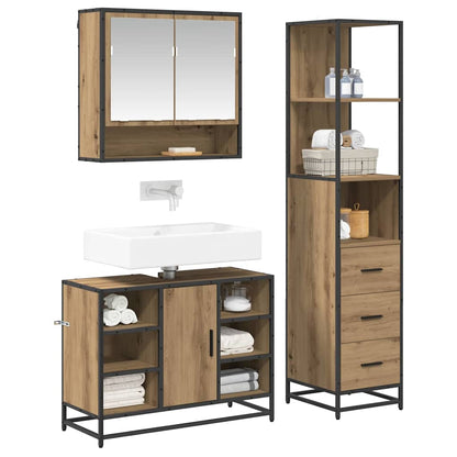 Badkamermeubelset met lade 3 pcs Artisan Eiken Bewerkt hout