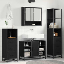 Badkamermeubelset met lade 3 pcs Zwart eiken 35 x 37,5 x 166 cm