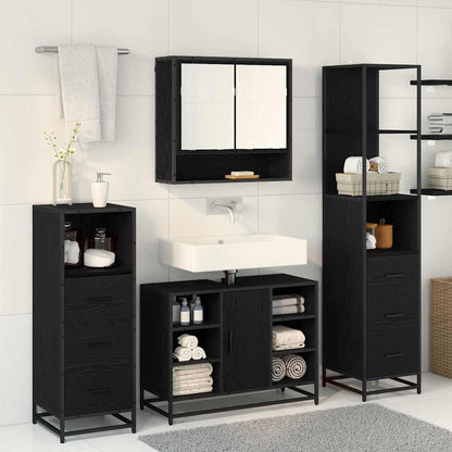 Badkamermeubelset met lade 3 pcs Zwart eiken 35 x 37,5 x 166 cm