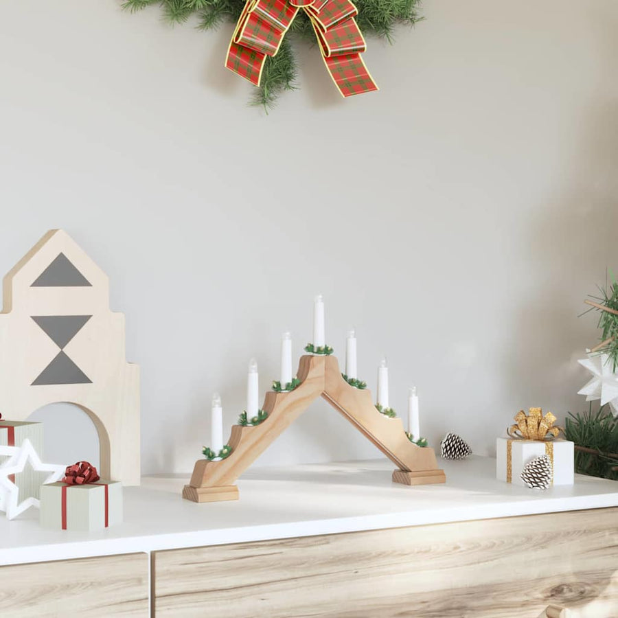 Kerst Kaars Brug Bruin 39.5 x 5 x 29 cm Massief grenenhout