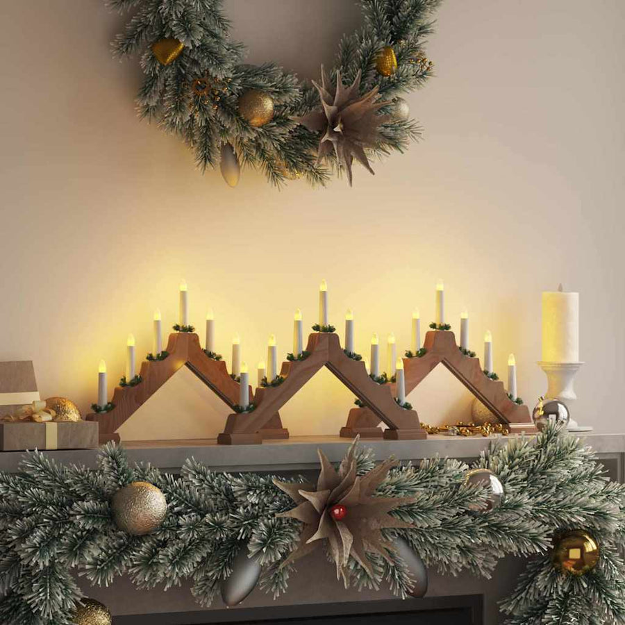 Kerst Kaars Brug 3 st 7 LED's Warmwit 39.5 x 5 x 29 cm