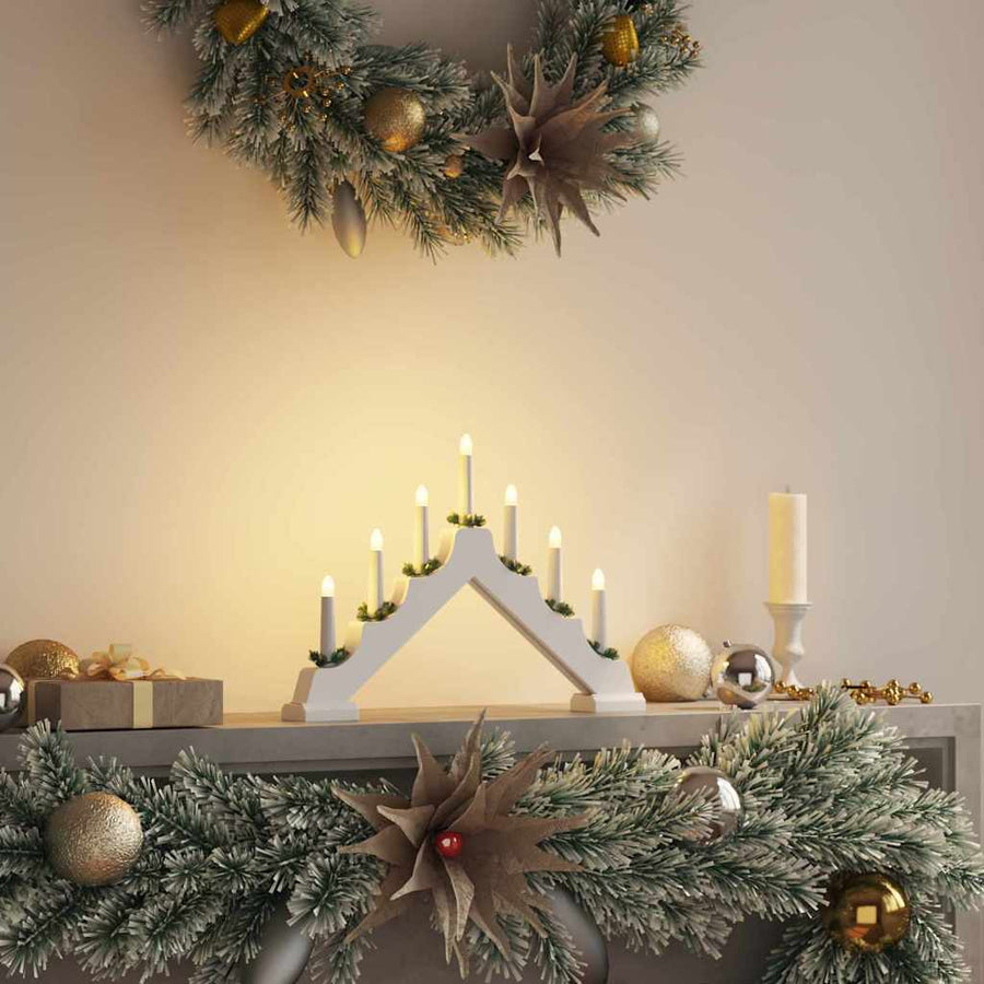 Kerst Kaars Brug Wit 39.5 x 5 x 29 cm Massief grenenhout