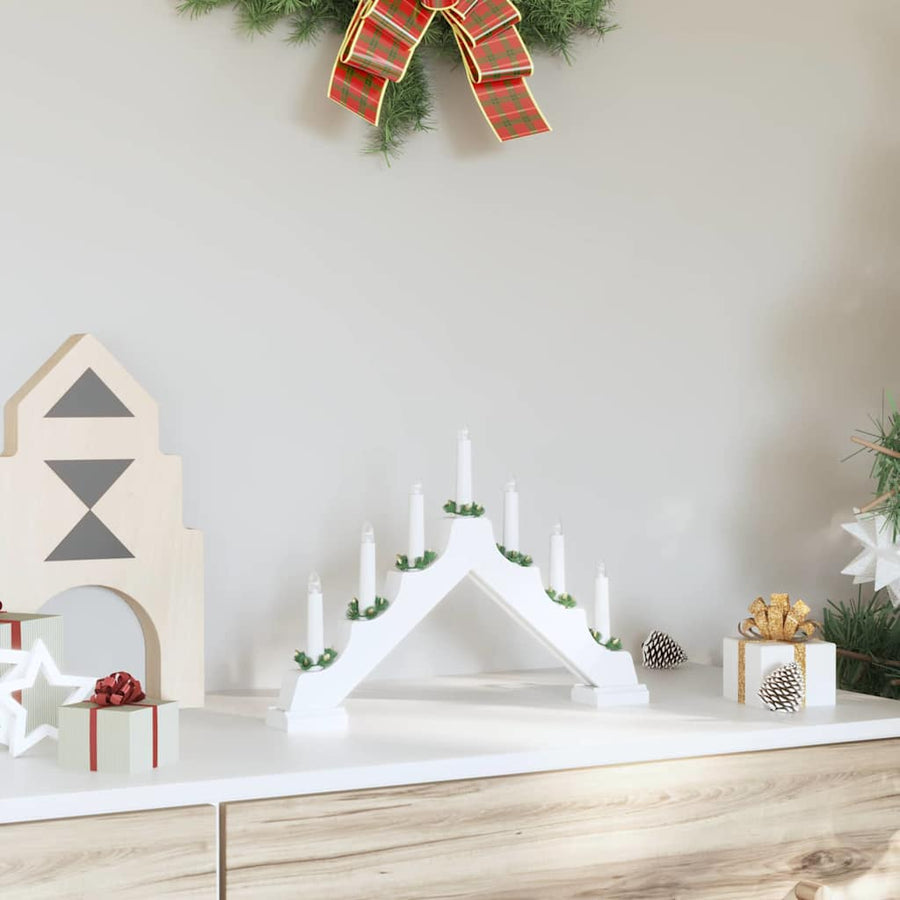 Kerst Kaars Brug Wit 39.5 x 5 x 29 cm Massief grenenhout
