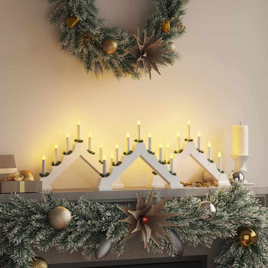 Kerst Kaars Brug 3 st 7 LED's Warmwit 39.5 x 5 x 29 cm