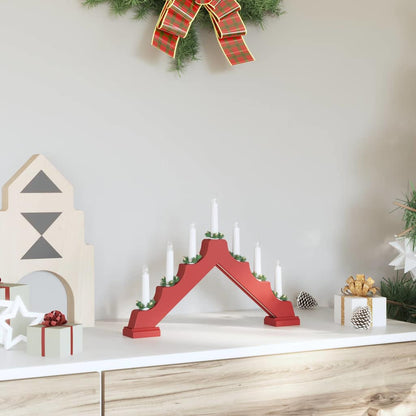Kerst Kaars Brug Rood 39.5 x 5 x 29 cm Massief grenenhout