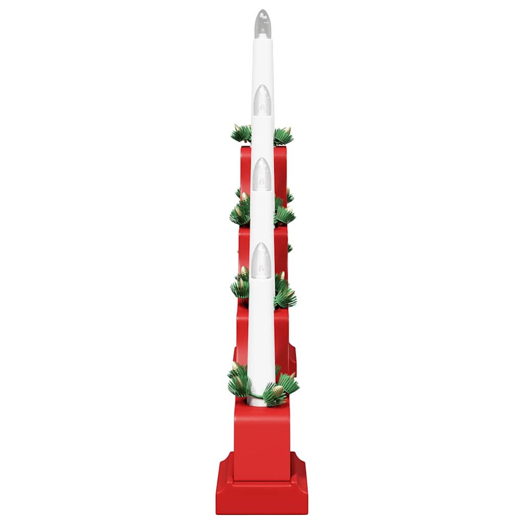 Kerst Kaars Brug Rood 39.5 x 5 x 29 cm Massief grenenhout