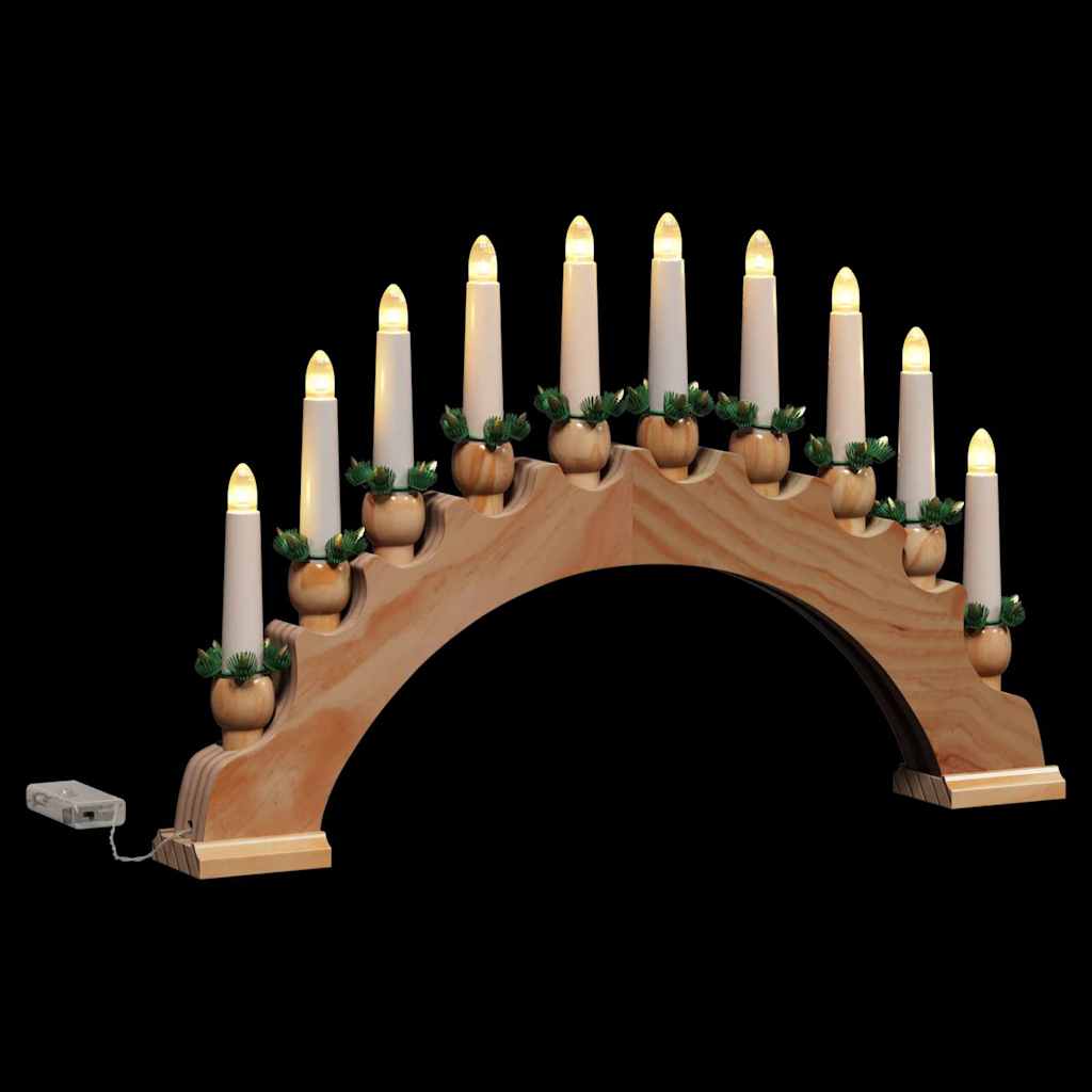 Kerst Kaarsenboog met 10 LED Kaarsen Bruin 47 x 5 x 29 cm