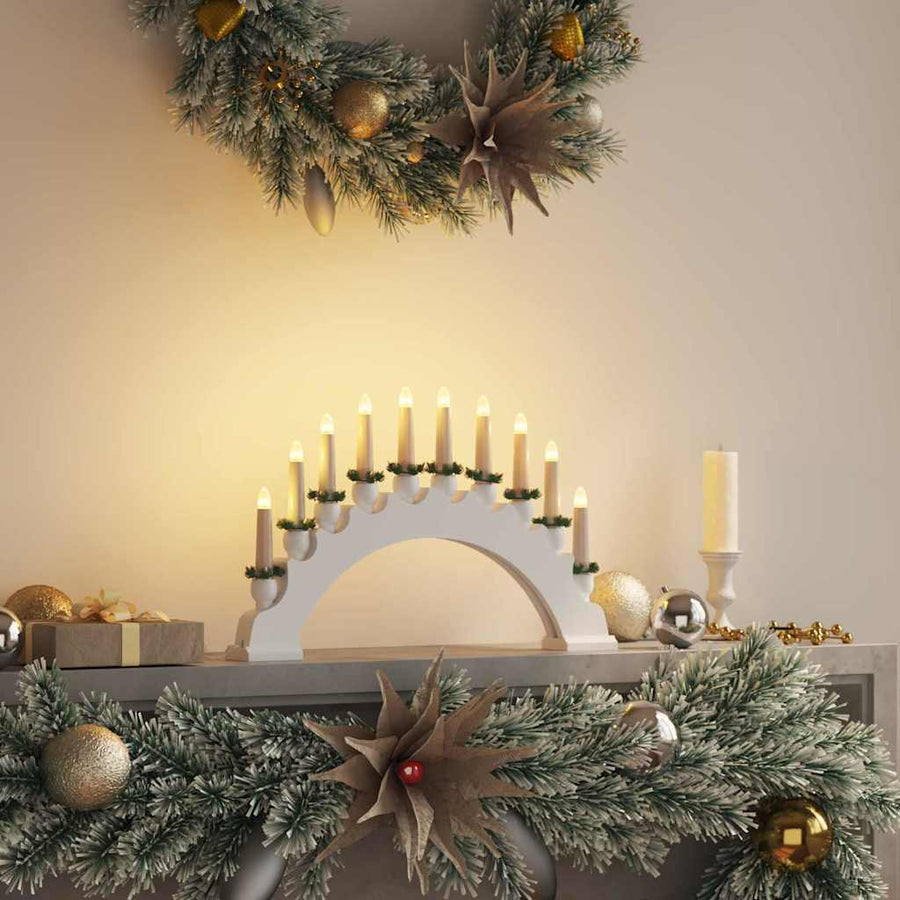 Kerst Kaarsenboog met 10 LED Kaarsen Wit 47 x 5 x 29 cm
