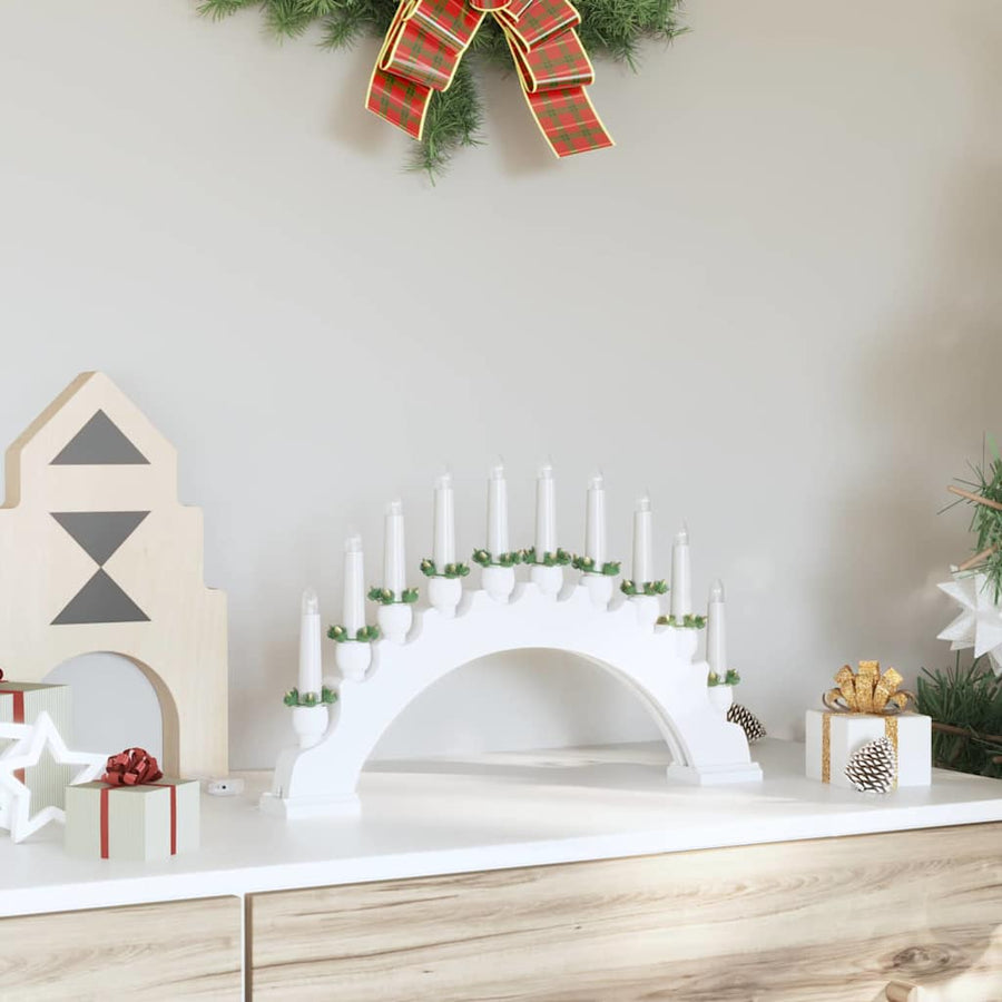 Kerst Kaarsenboog met 10 LED Kaarsen Wit 47 x 5 x 29 cm