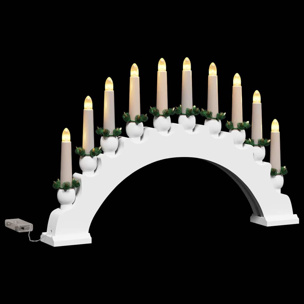 Kerst Kaarsenboog met 10 LED Kaarsen Wit 47 x 5 x 29 cm