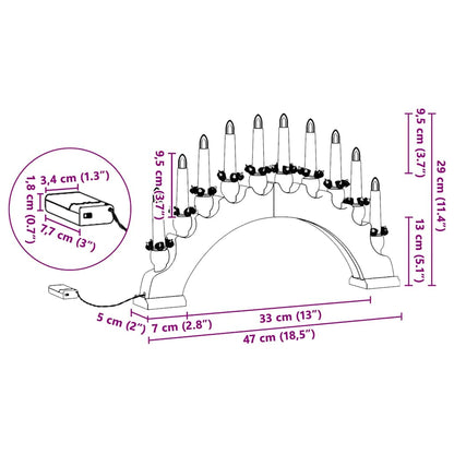 Kerst Kaarsenboog met 10 LED Kaarsen Wit 47 x 5 x 29 cm
