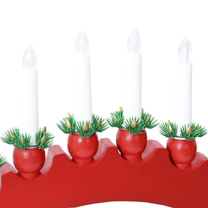 Kerst Kaarsenboog met 10 LED Kaarsen Rood 47 x 5 x 29 cm
