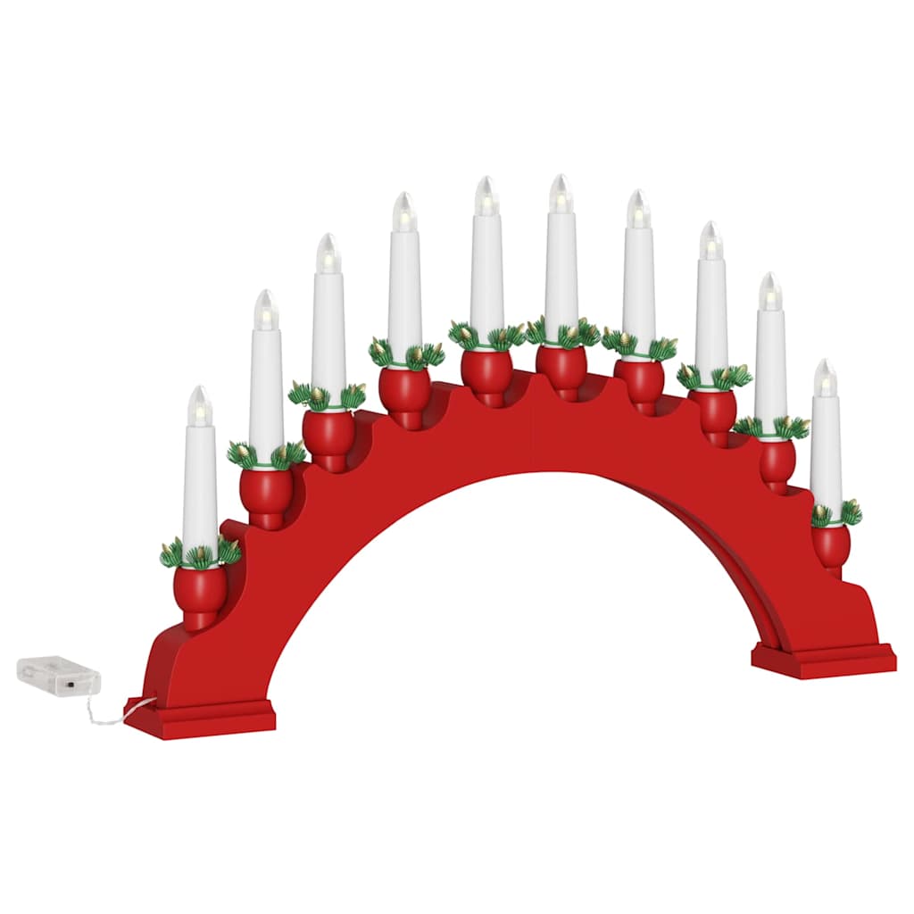 Kerst Kaarsenboog met 10 LED Kaarsen Rood 47 x 5 x 29 cm