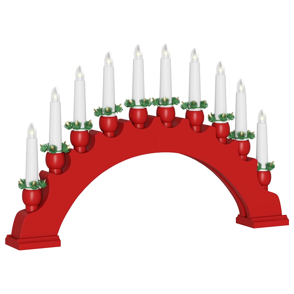 Kerst Kaarsenboog met 10 LED Kaarsen Rood 47 x 5 x 29 cm