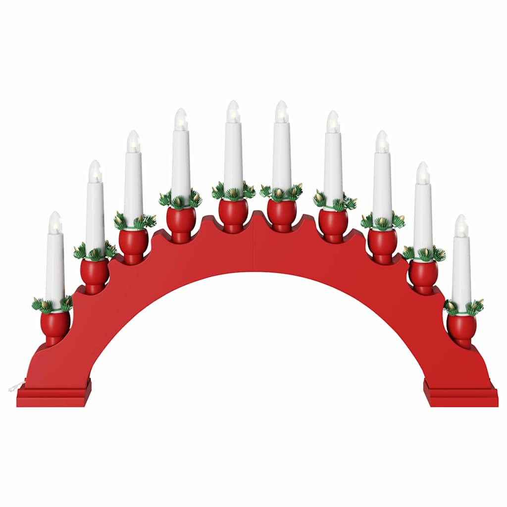 Kerst Kaarsenboog met 10 LED Kaarsen Rood 47 x 5 x 29 cm