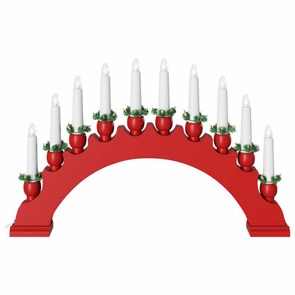 Kerst Kaarsenboog met 10 LED Kaarsen Rood 47 x 5 x 29 cm