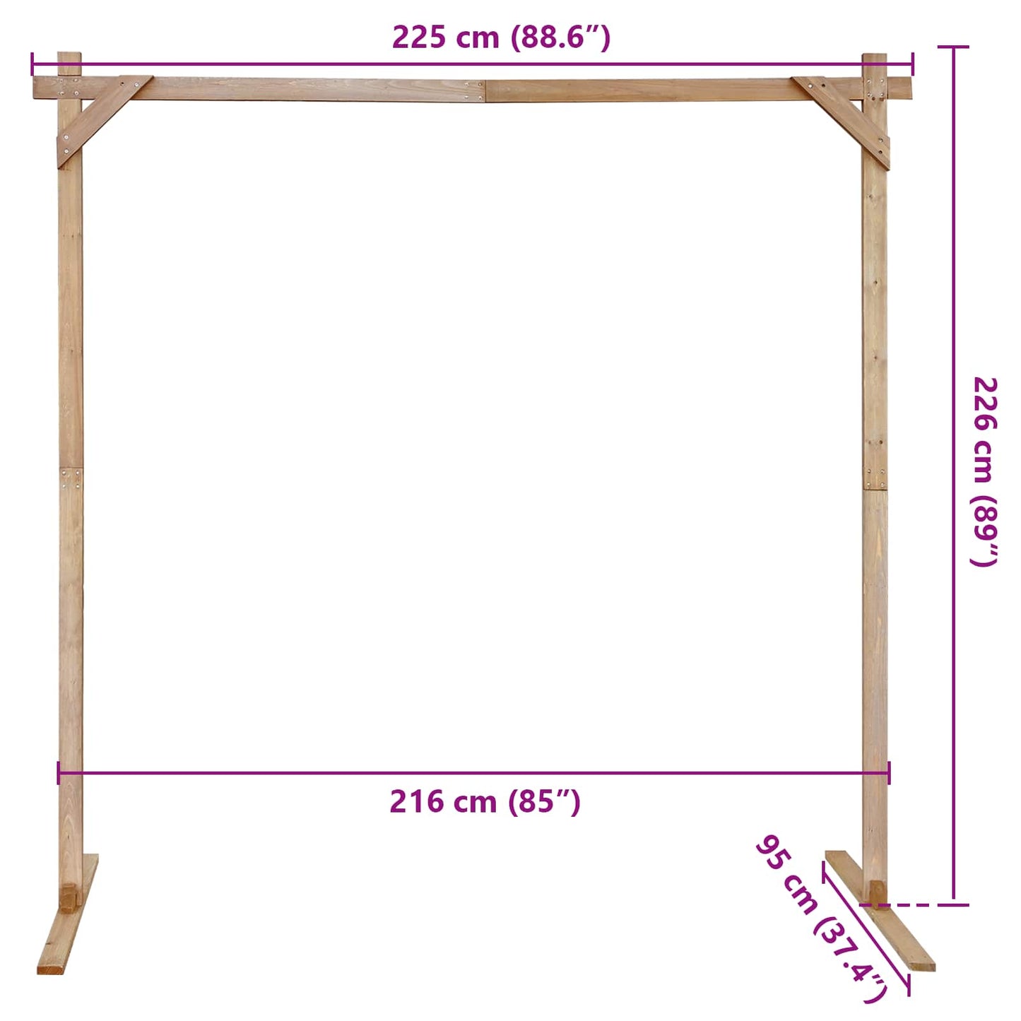 Trouwrand Licht Bruin 225 x 95 x 226 cm Massief Vurenhout