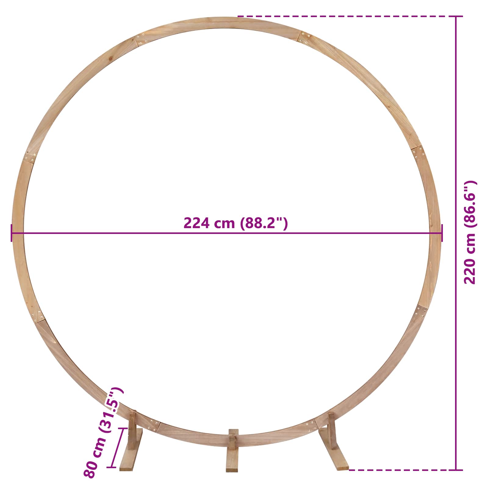 Trouwrand Licht Bruin 224 x 80 x 220 cm Massief Vurenhout
